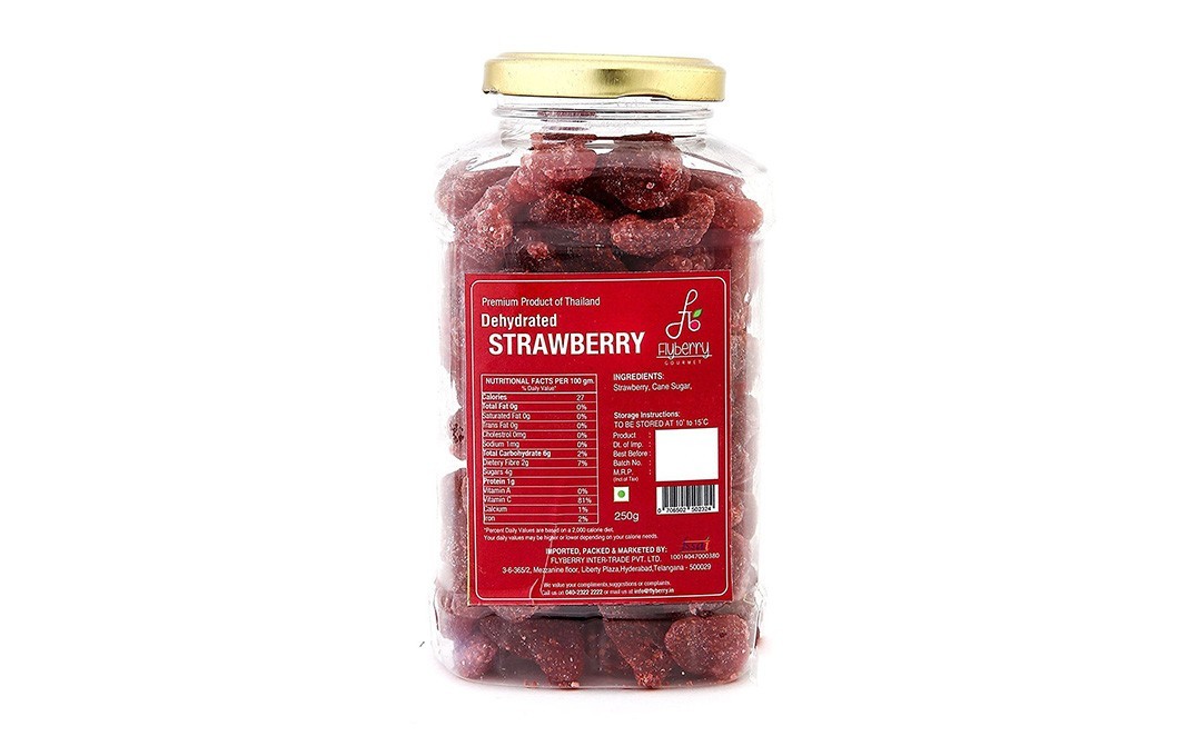 Flyberry Gourmet Dehydrated Strawberry    Jar  250 grams
